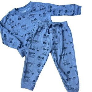 Koala Kids- Toddler Boy Matching Set Size 24m Gray/Black Construction Trucks